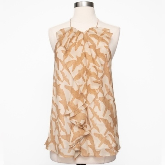 Tibi | 100% Silk Sleeveless Halter Bird Print Top, Size 6 ☀️⛱️ - Picture 2 of 10